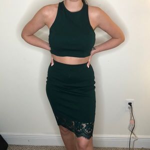 Green split dress
